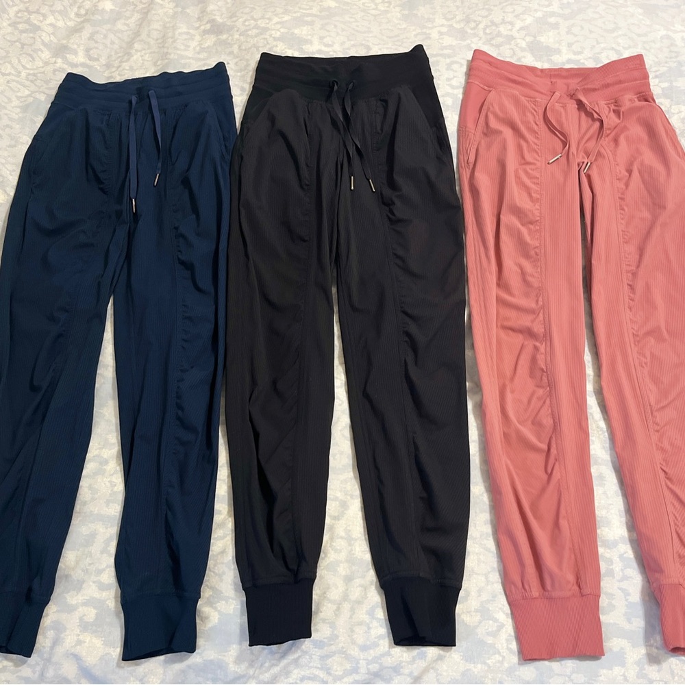 lululemon athletica pants - Blue, Black, and Pink. 3 pairs.